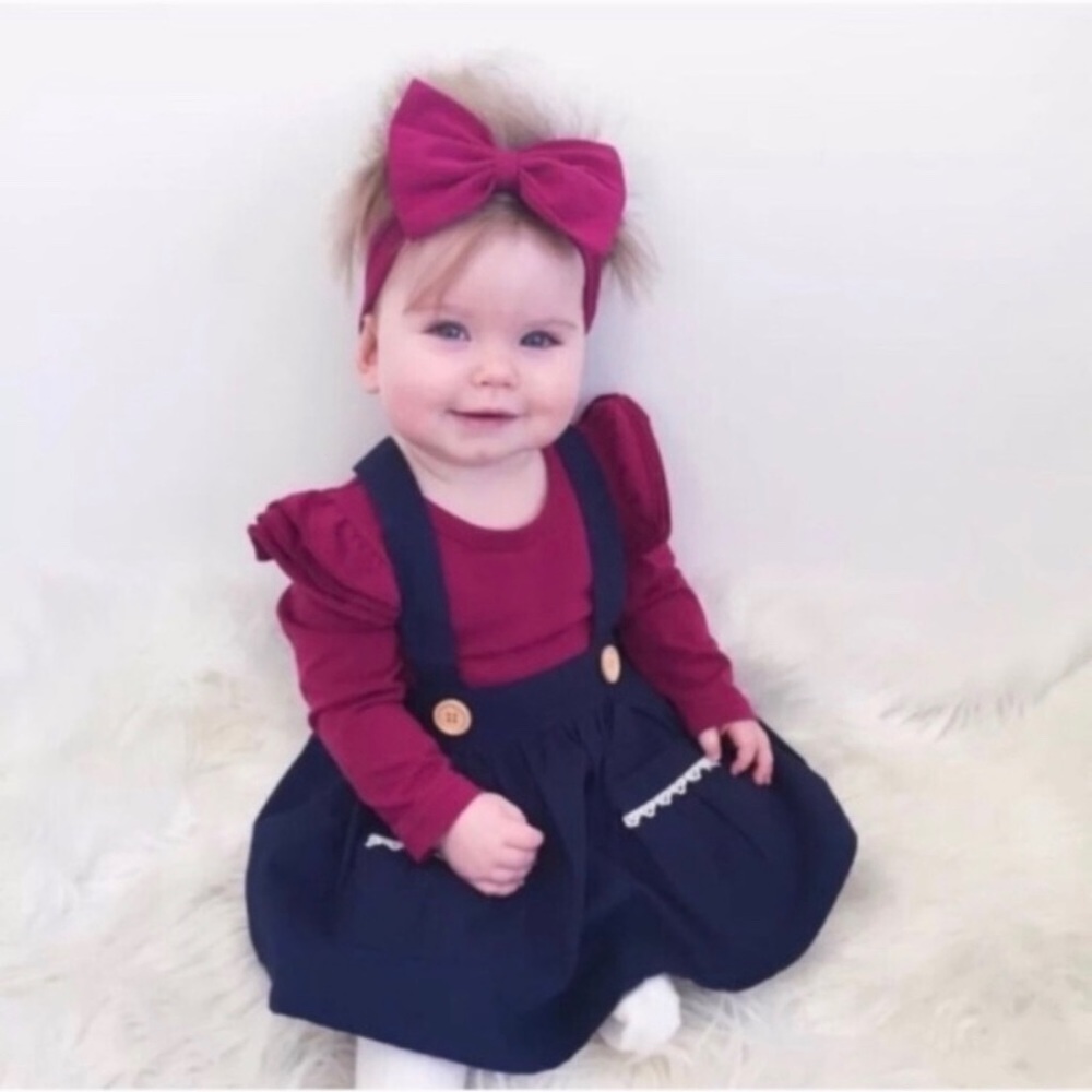 Navy Overall Dress With Buttons